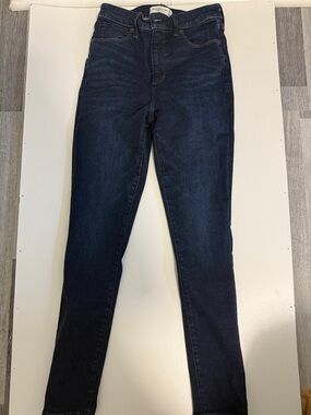 Abercrombie dark Blue Women's The Super Skinny high rise Jeans